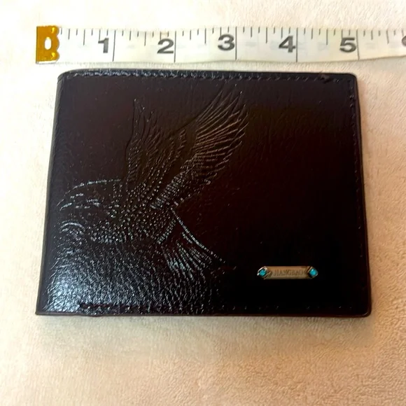 NWOT Jiangbao Men’s Brown Leather Wallet With Embossed Eagle - Picture 2 of 7
